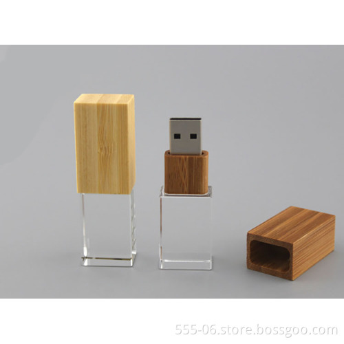 Wooden Material Crystal USB Flash Drive 1GB with Laser Engraving Logo
